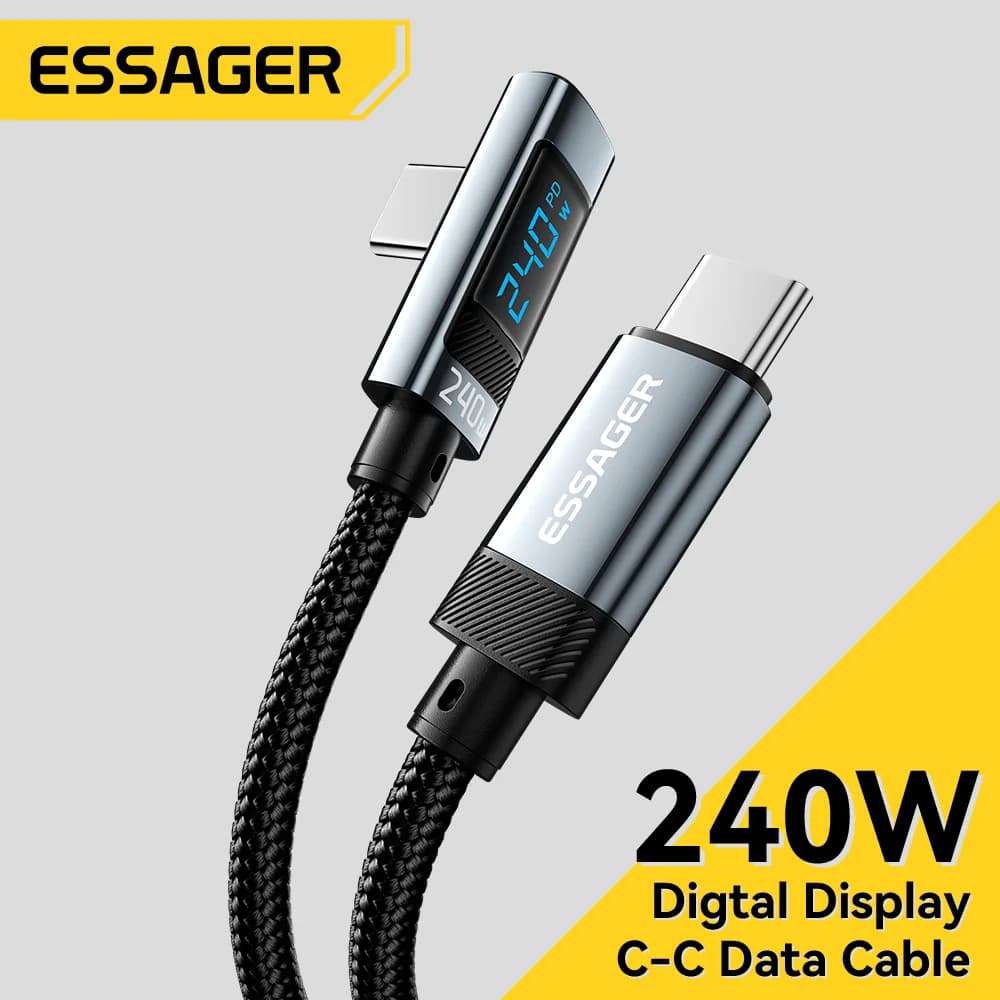 Kabel USB-C na USB-C 240W z kątowym złączem 90 stopni