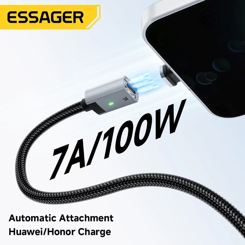 Magnetyczny Kabel USB-C 100W 7A Szybkie Ładowanie