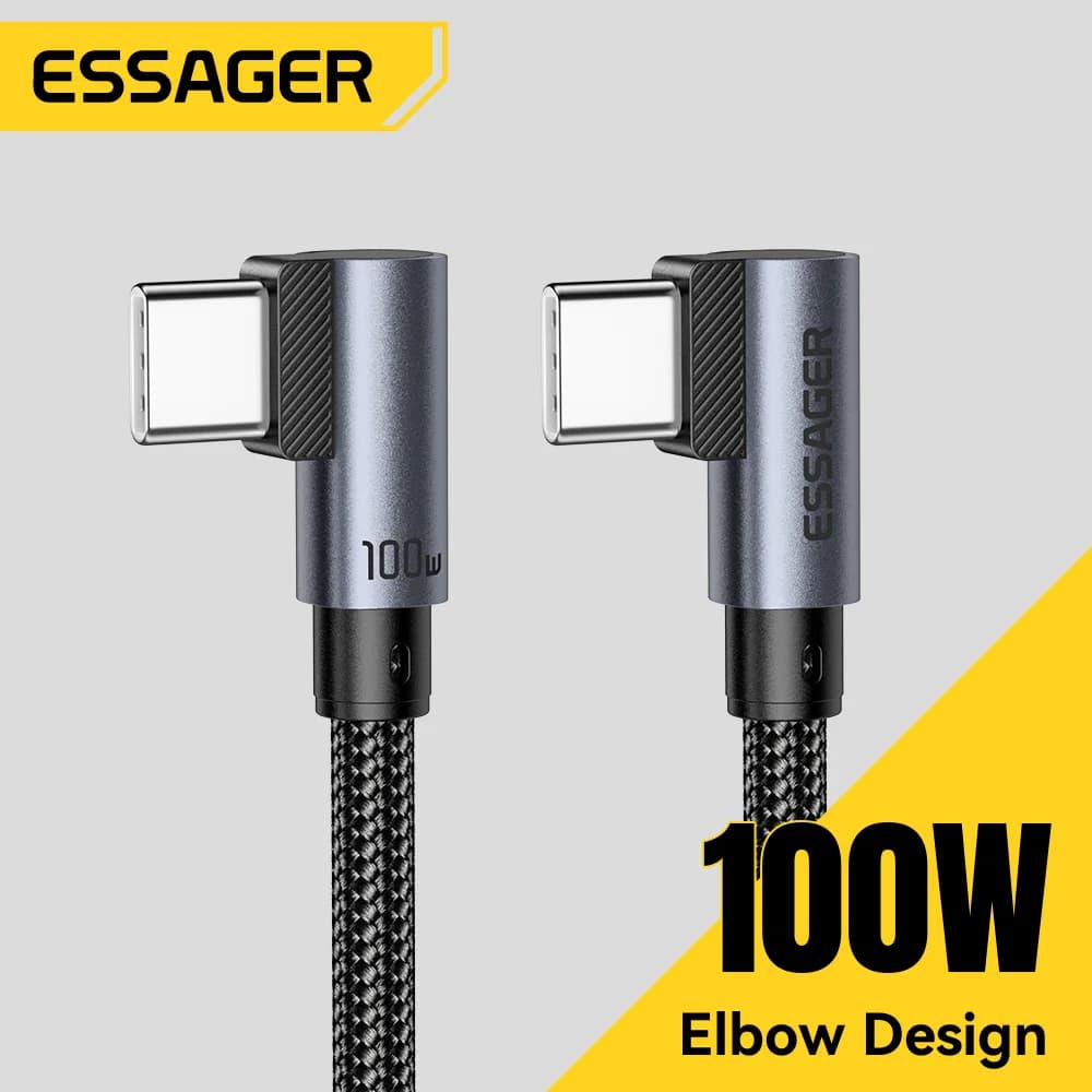 Kabel kątowy USB-C do USB-C 100W, szybkie ładowanie