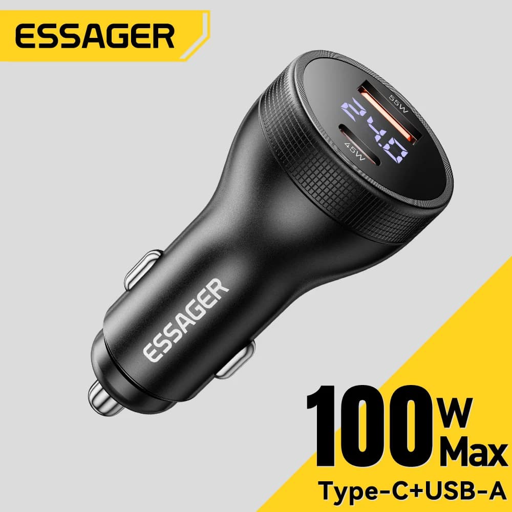 Ładowarka samochodowa USB-C 100W z wyświetlaczem cyfrowym