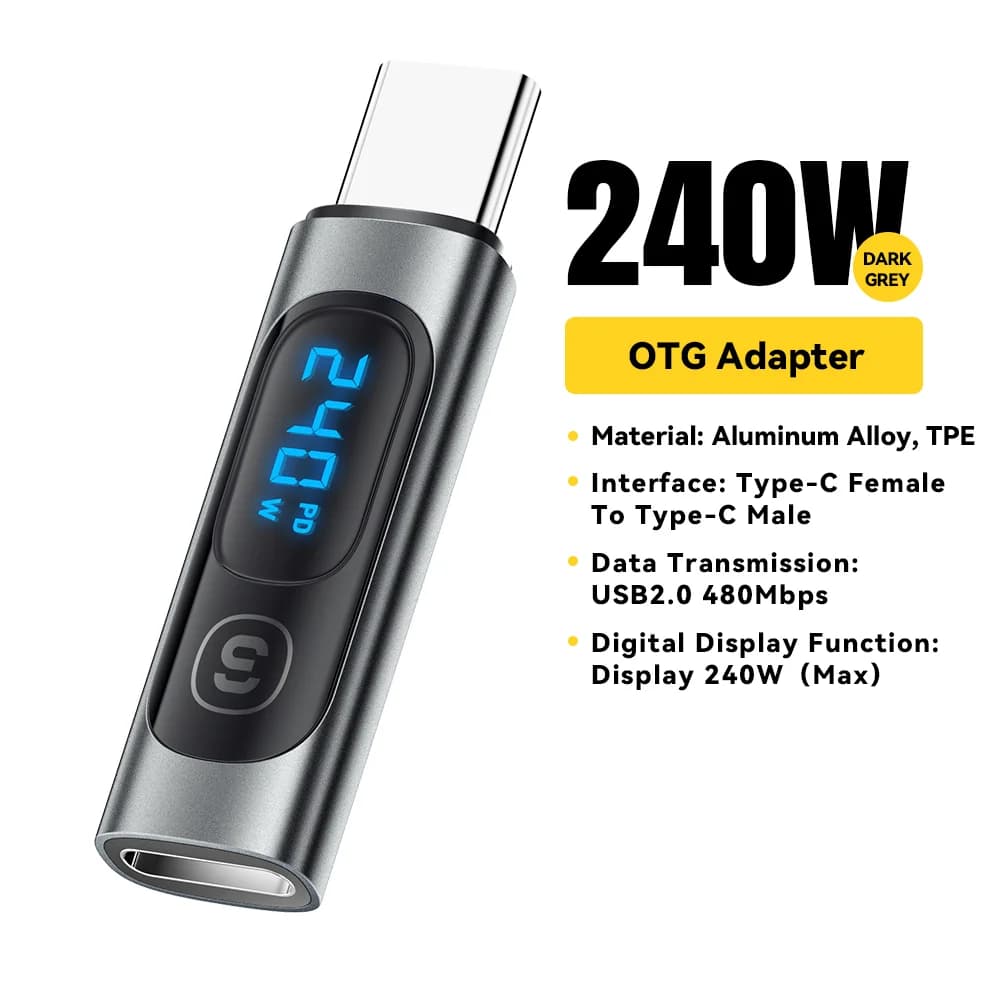 Adapter USB-C na USB-C OTG z wyświetlaczem cyfrowym