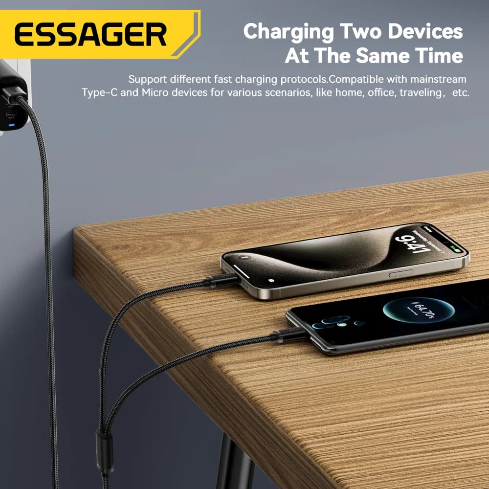 Kabel do szybkiego ładowania 2w1 USB Type-C i Micro USB