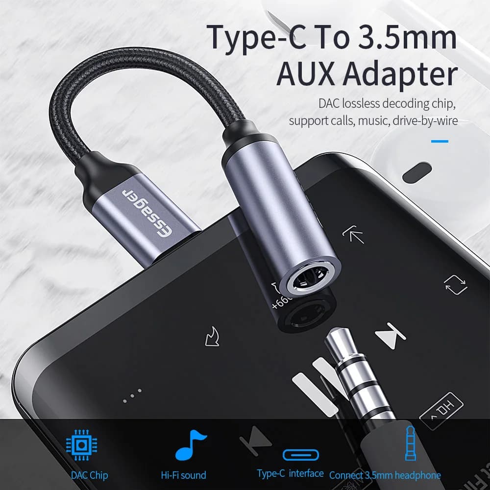 Adapter audio USB-C na słuchawkowe 3.5mm