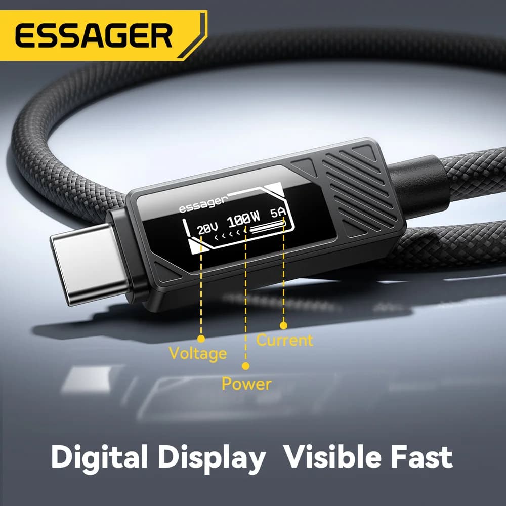 Kabel USB-C 100W z wyświetlaczem cyfrowym PD