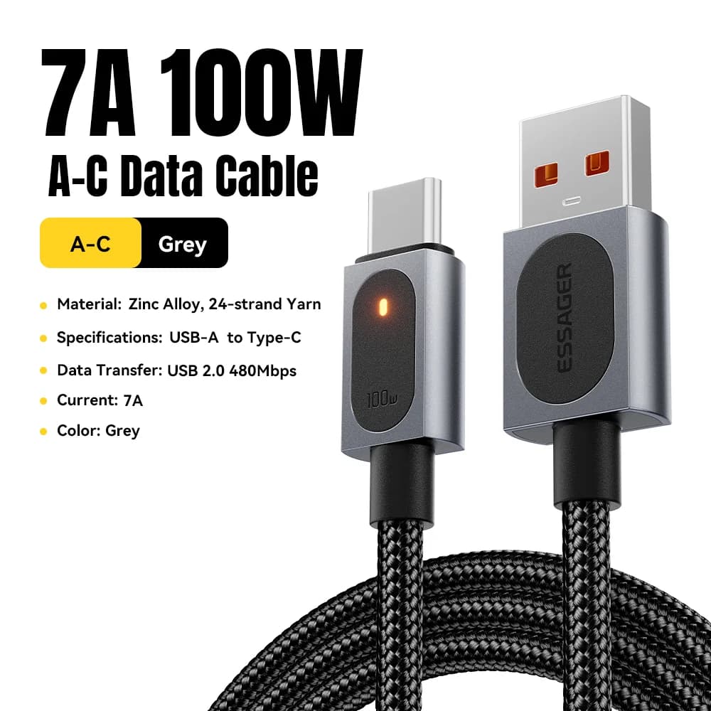 Kabel USB-A do USB-C szybkie ładowanie 7A 100W