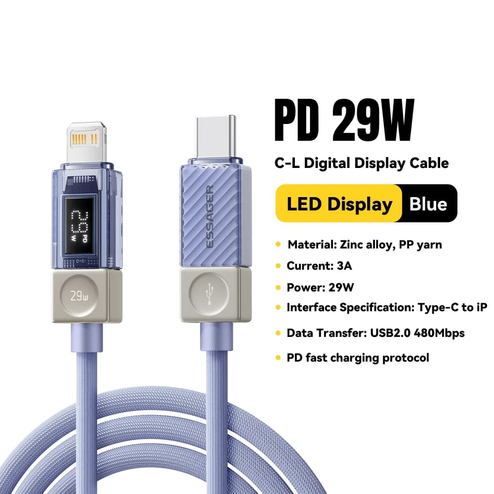 Kabel USB-C na Lightning z wyświetlaczem cyfrowym
