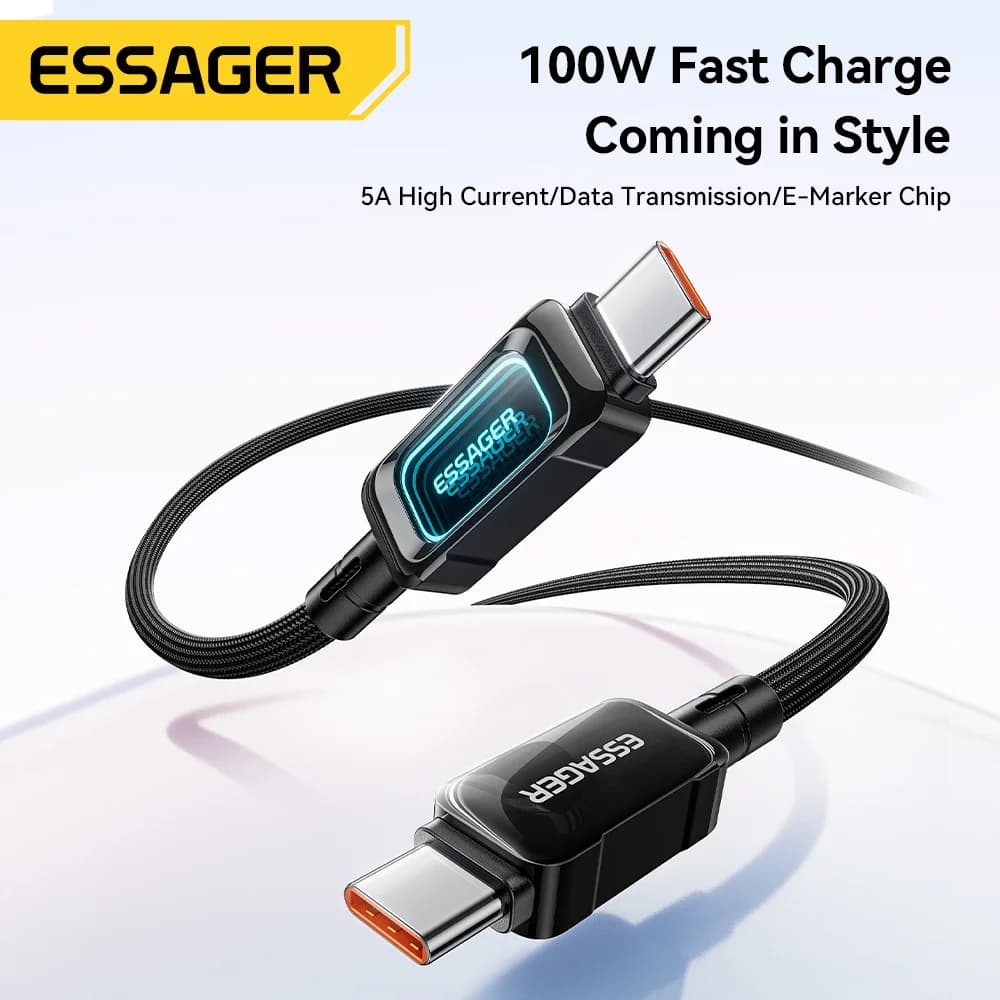 Kabel USB-C do USB-C 100W z wyświetlaczem LED do szybkiego ładowania