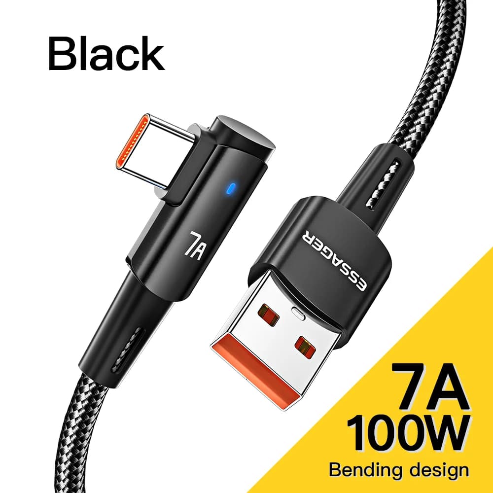 Kabel USB Type-C 7A z kątem 90° i ładowaniem 100W
