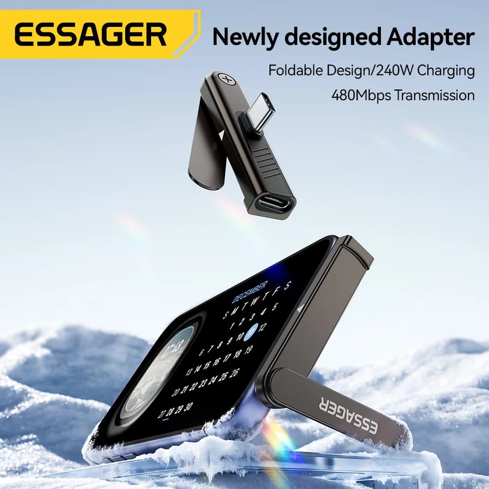 Składany adapter USB-C OTG 2-w-1 z podstawą 240W
