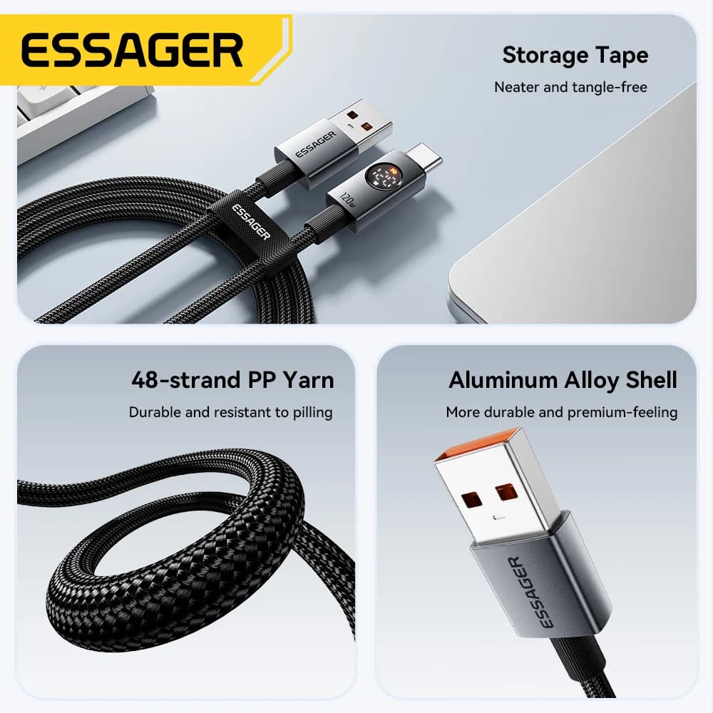 Kabel ładujący USB-A do USB-C 120W 6A Super Szybkie Ładowanie