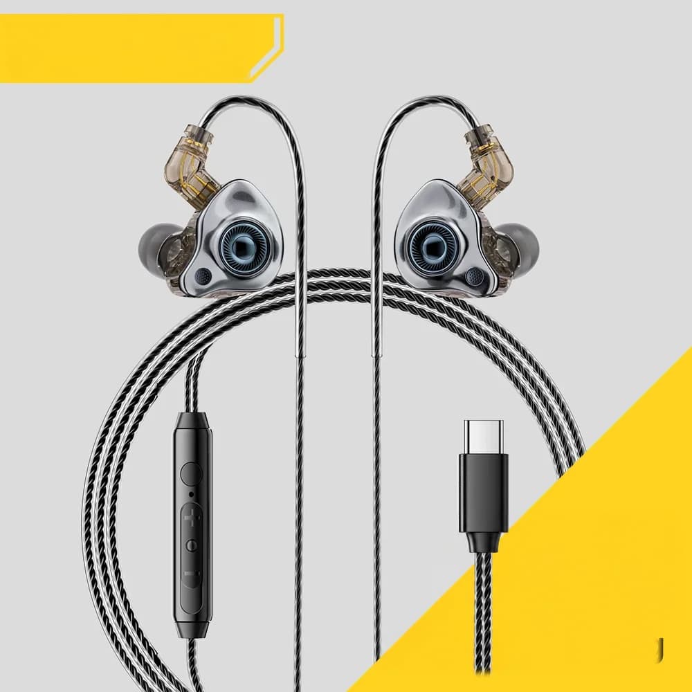 Przewodowe słuchawki dokanałowe USB Type-C HiFi Stereo