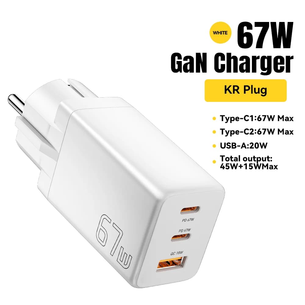 Ładowarka GaN USB Type-C z wtyczką EU/KR
