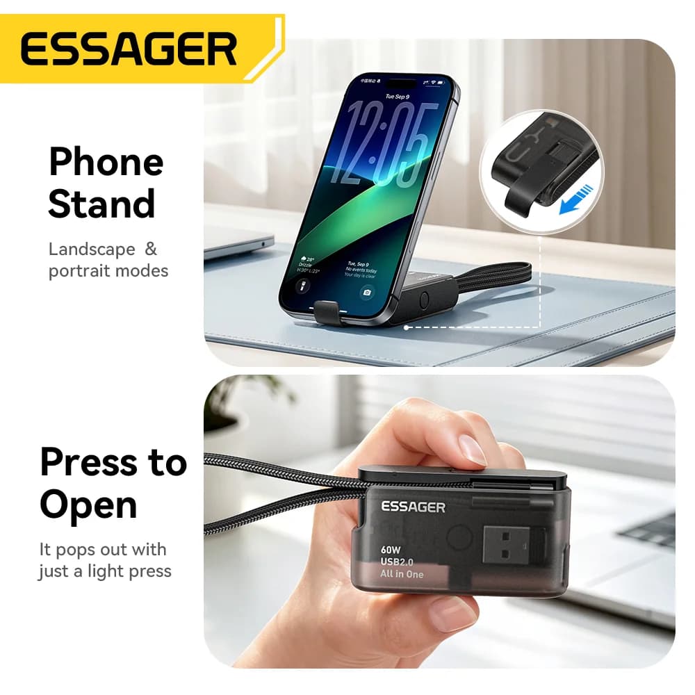 Zestaw kabli danych USB-C 60W z organizerem podróżnym