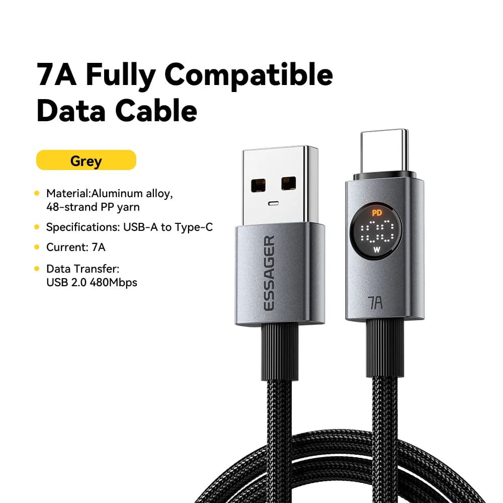 Kabel USB-C 7A 100W z wyświetlaczem cyfrowym