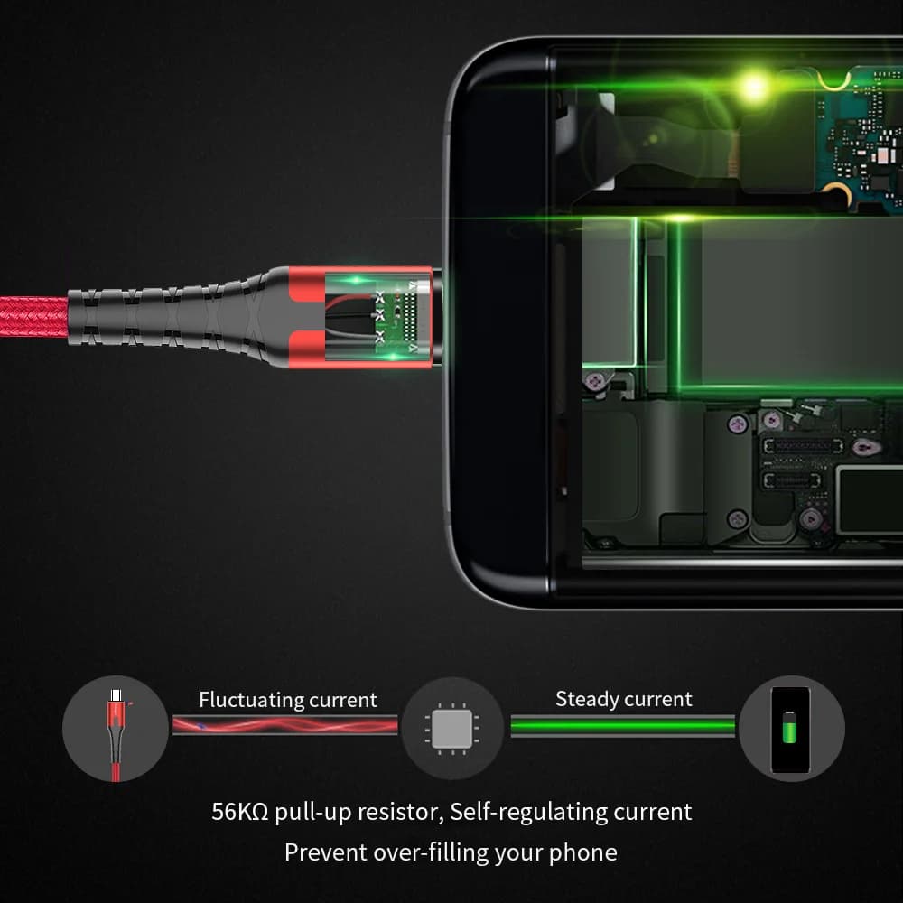 Kabel Micro USB LED do szybkiego ładowania, 2M/3M