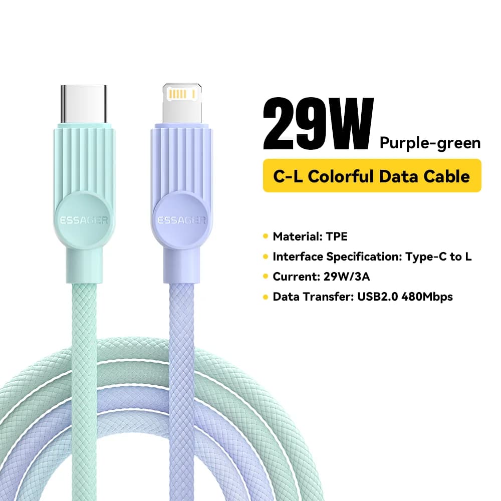 Kolorowy kabel USB-C do Lightning, 29W PD