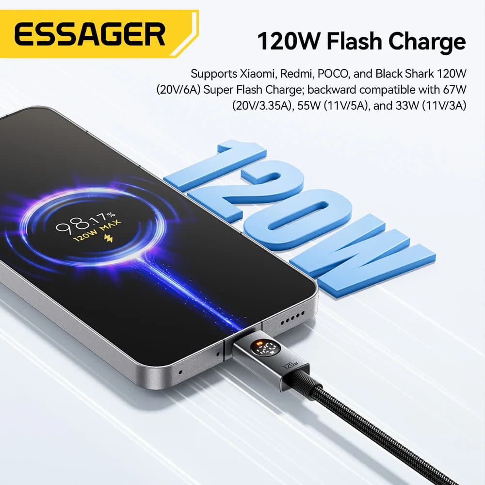 Kabel ładujący USB-A do USB-C 120W 6A Super Szybkie Ładowanie