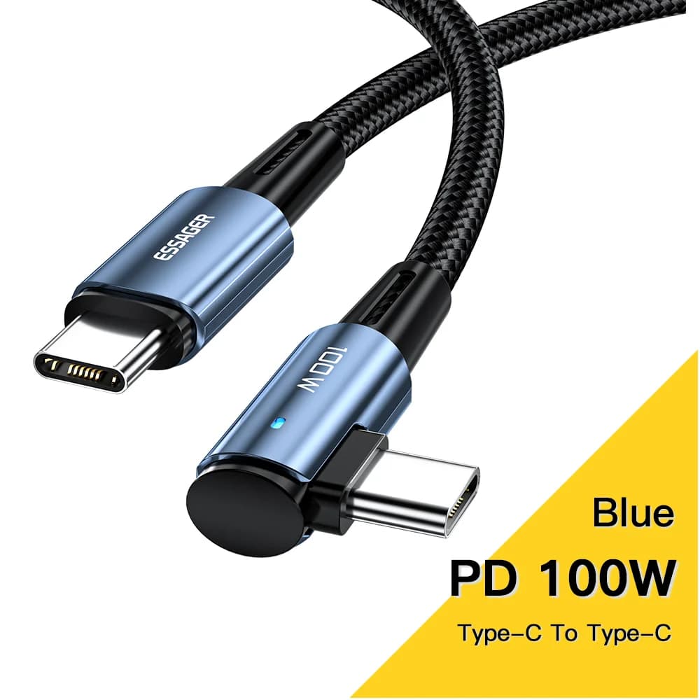 Kabel szybkiego ładowania USB-C na USB-C 100W kątowy 90-stopni