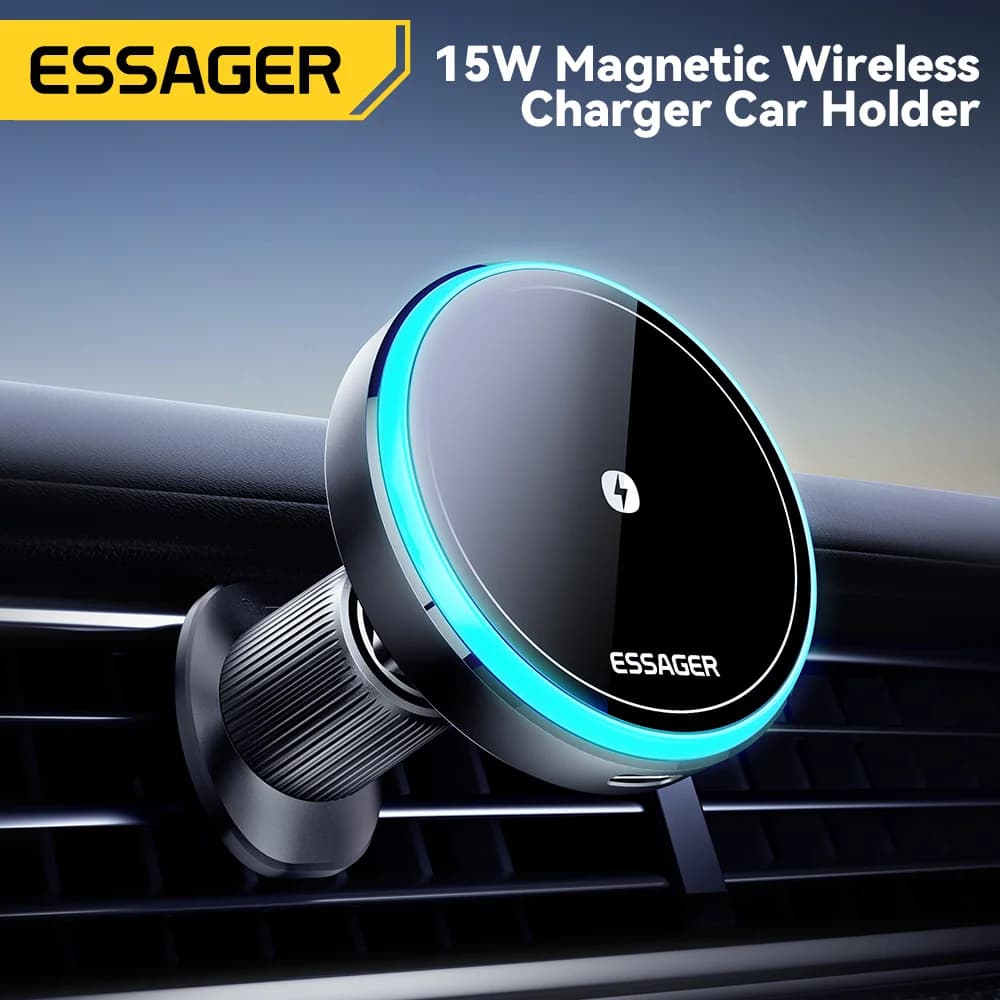Magnetyczny uchwyt samochodowy bezprzewodowy 15W z LED