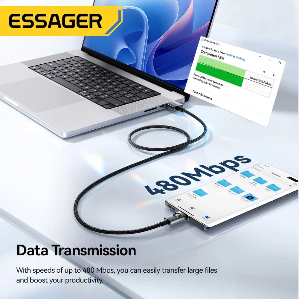 Kabel USB-C 7A 100W z wyświetlaczem cyfrowym