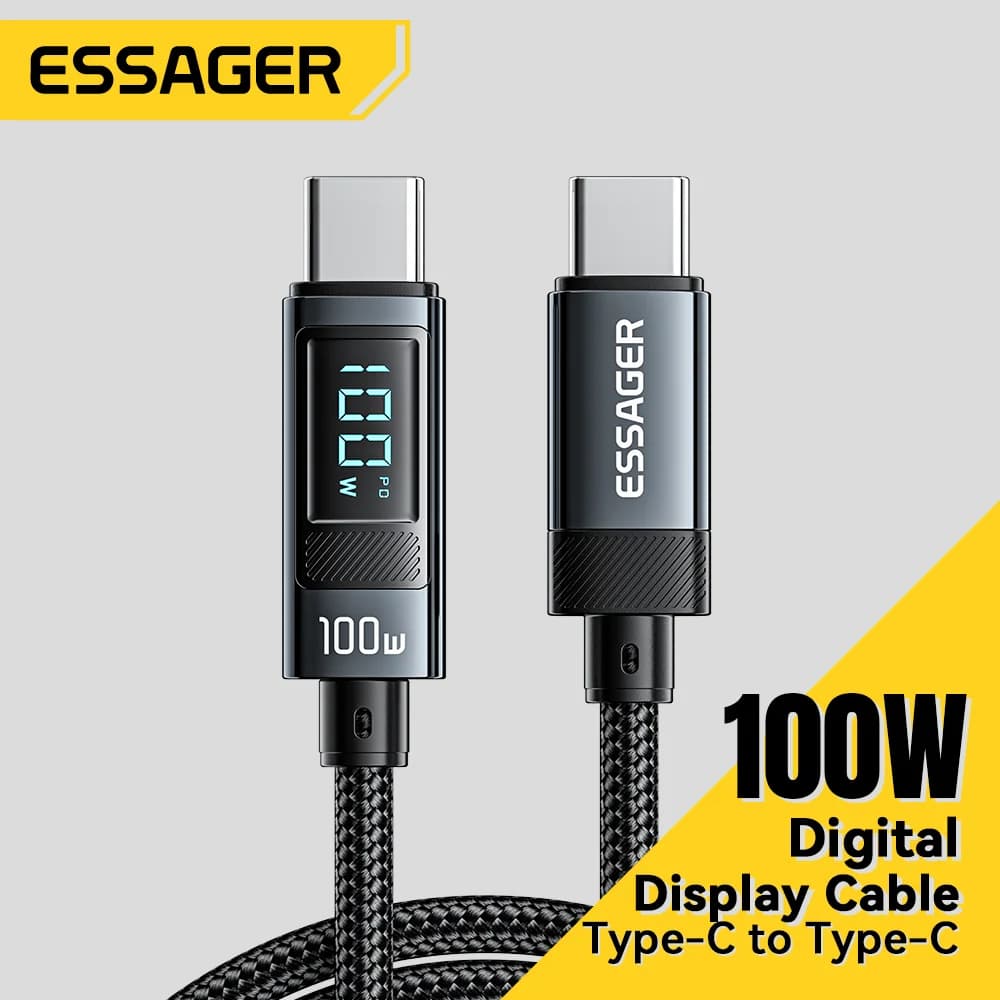 Kabel USB Type-C 100W z kątem 90° i wyświetlaczem LED