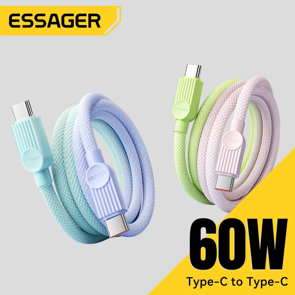Kolorowy kabel USB-C na USB-C do szybkiego ładowania 60W
