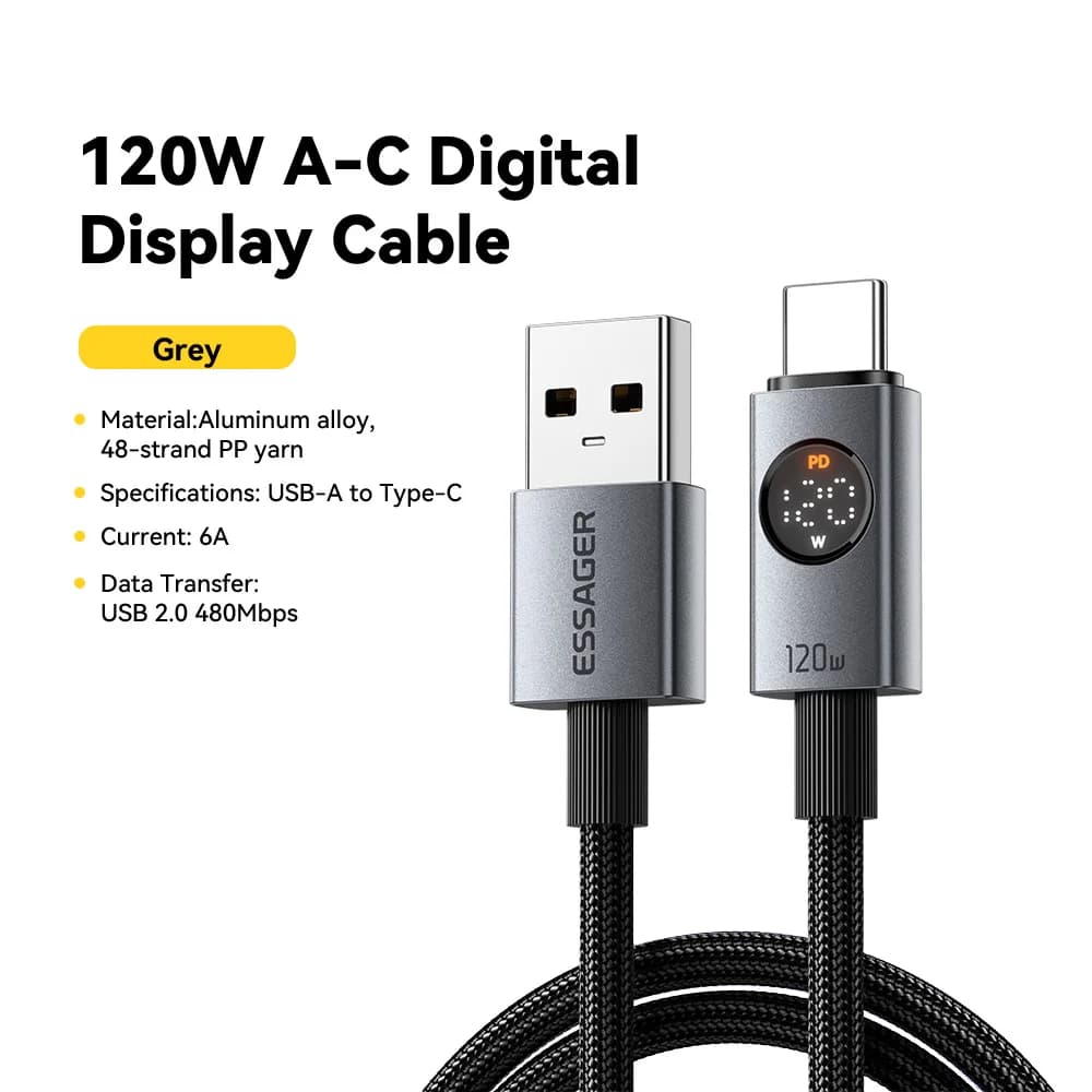 Kabel ładujący USB-A do USB-C 120W 6A Super Szybkie Ładowanie
