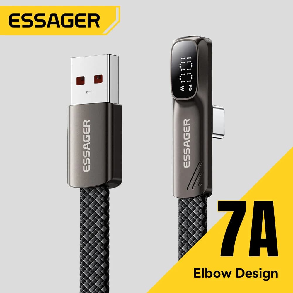 Kabel USB-C kątowy 7A 100W z wyświetlaczem cyfrowym