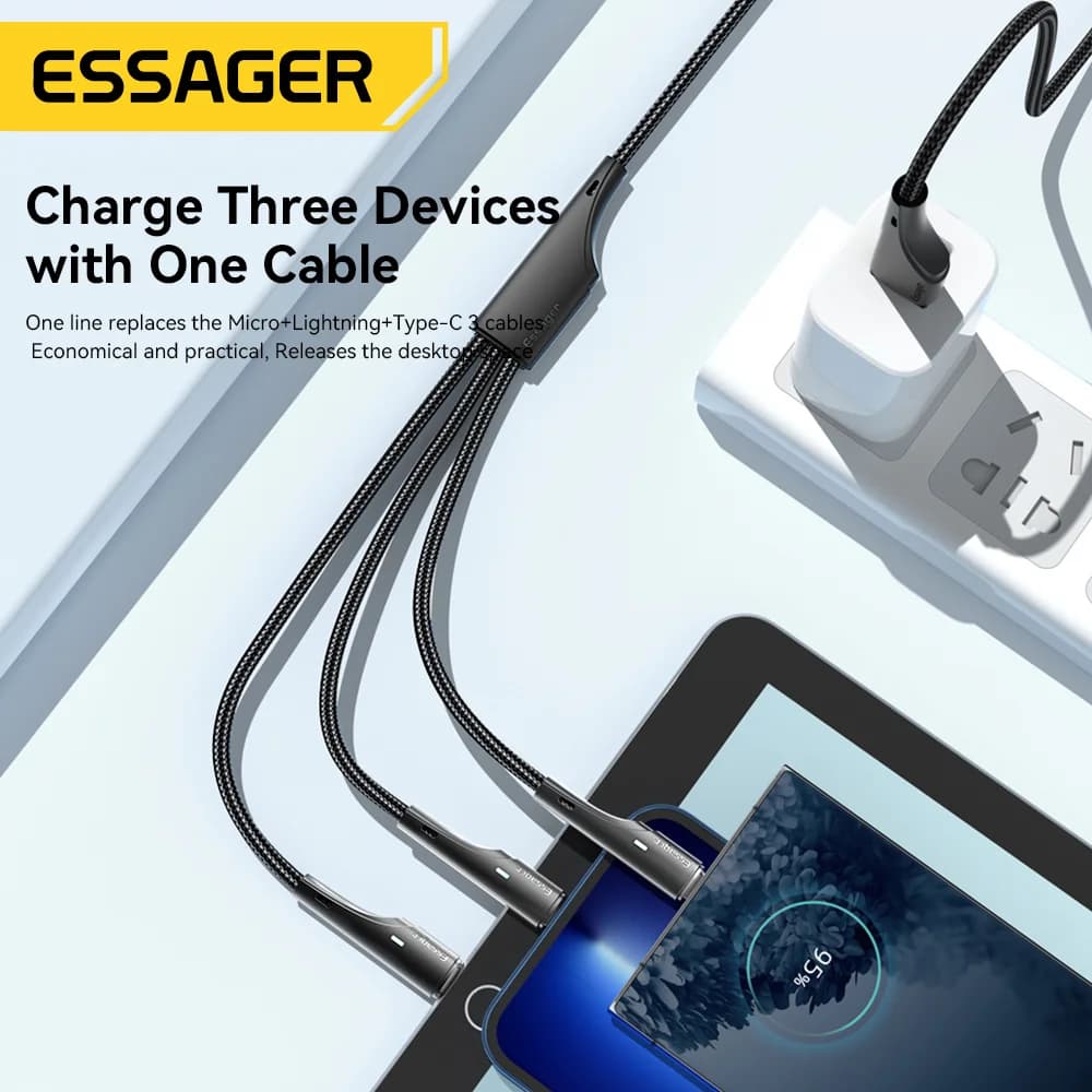 Kabel wielofunkcyjny 3 w 1 USB-C Micro USB Lightning