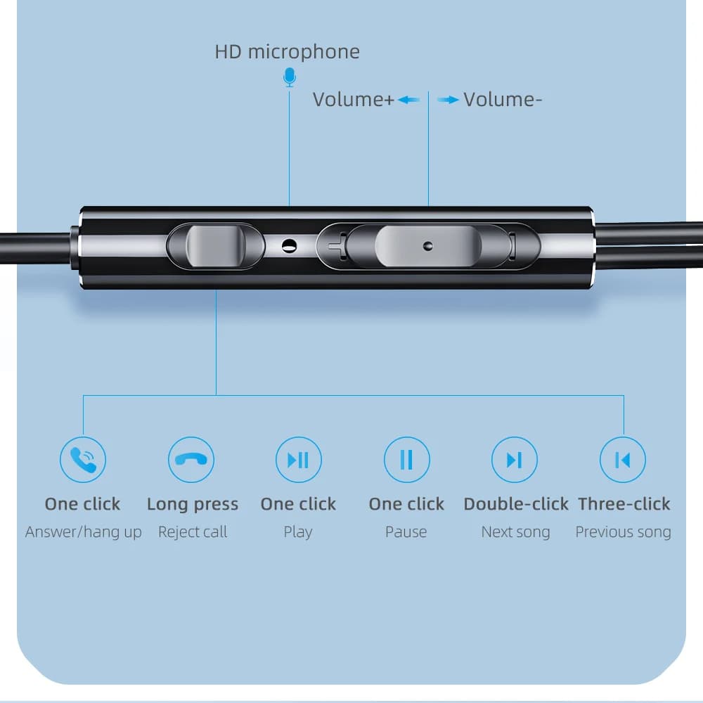 Słuchawki douszne przewodowe 3.5mm z mikrofonem
