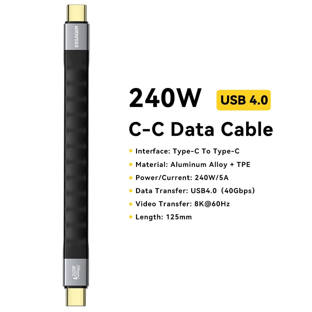 Kabel USB 4.0 Type-C z transferem danych 40Gbps i wideo 8K