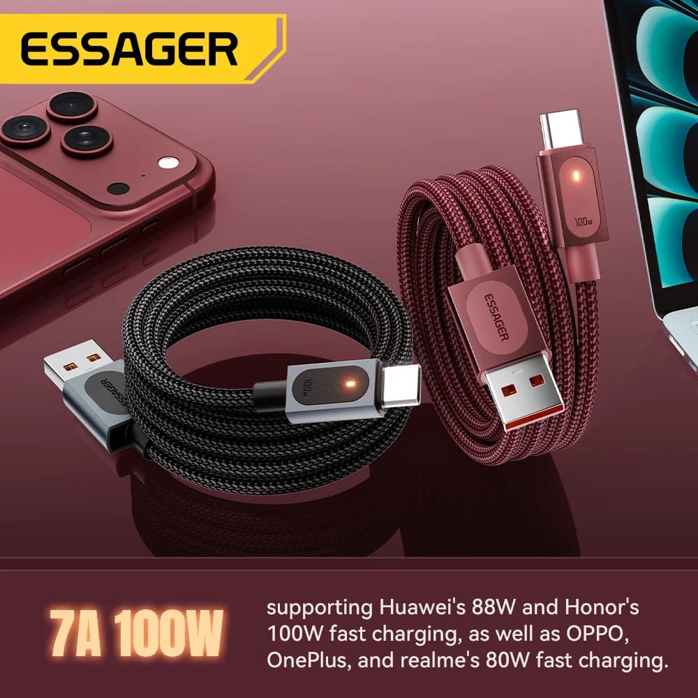 Kabel USB-A do USB-C szybkie ładowanie 7A 100W