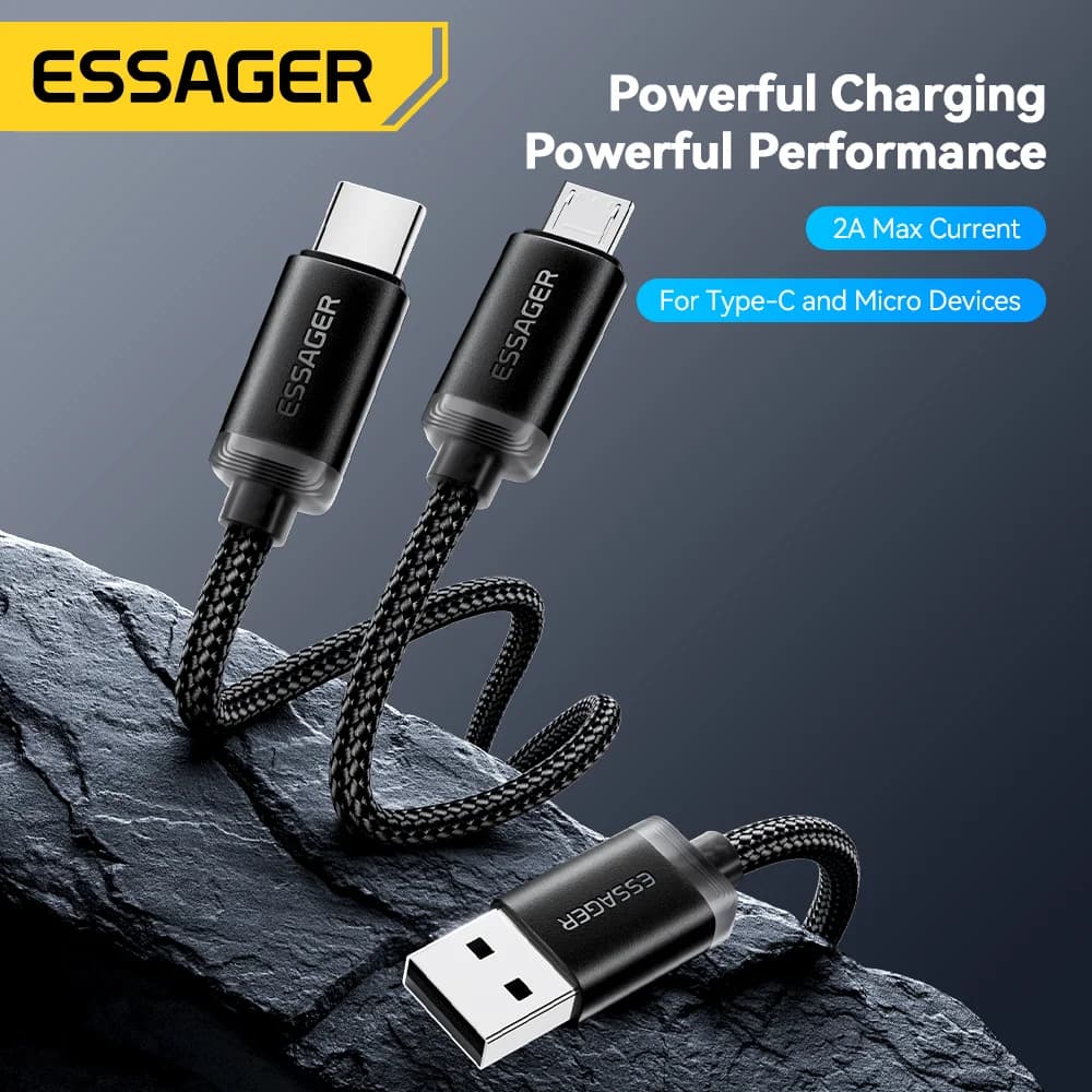 Kabel do szybkiego ładowania 2w1 USB Type-C i Micro USB