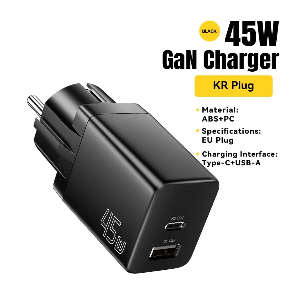 Ładowarka GaN USB Type-C z wtyczką EU/KR