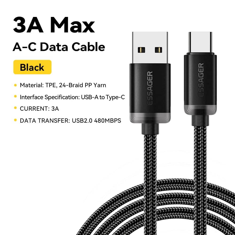 Kabel USB-A do USB-C szybkie ładowanie i przesył danych 3A
