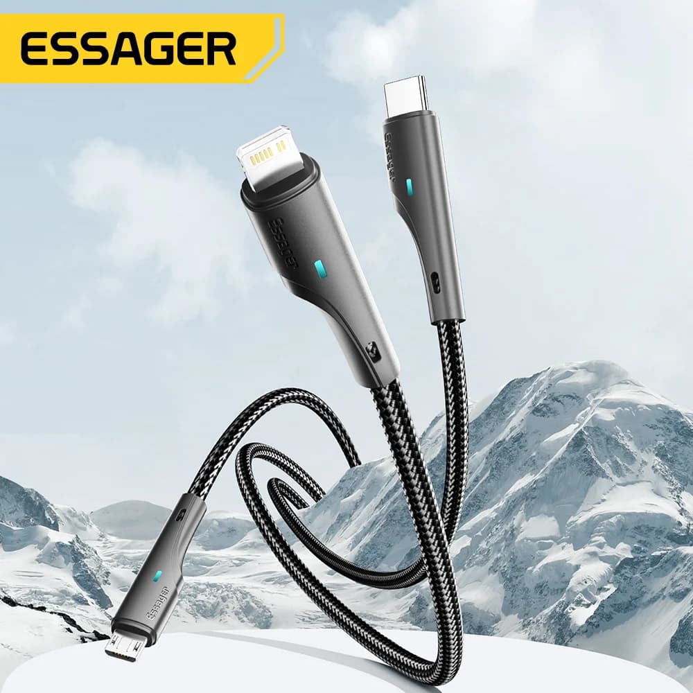 Kabel wielofunkcyjny 3 w 1 USB-C Micro USB Lightning