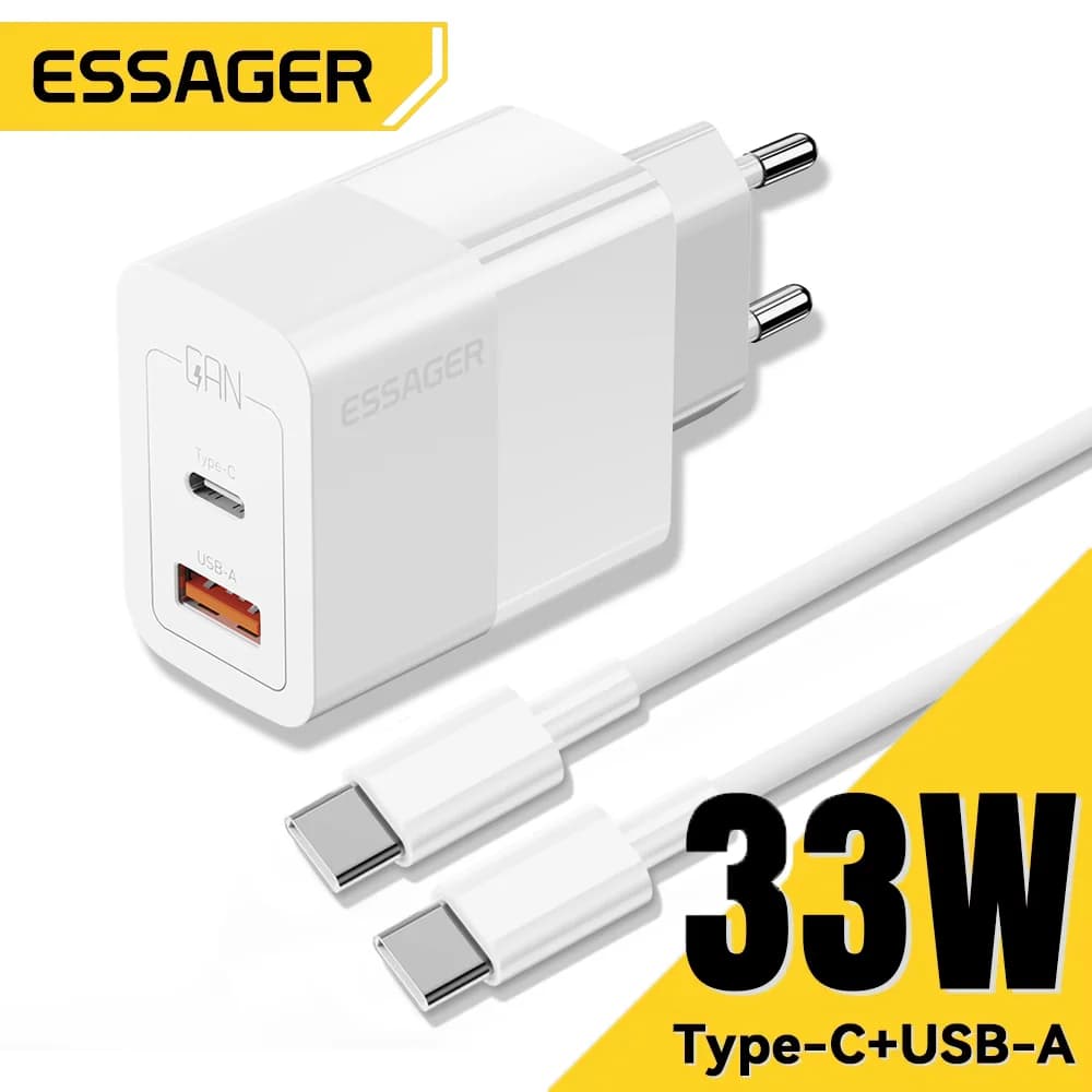 Mini Ładowarka Ścienna USB-C 33W z Dwiema Portami