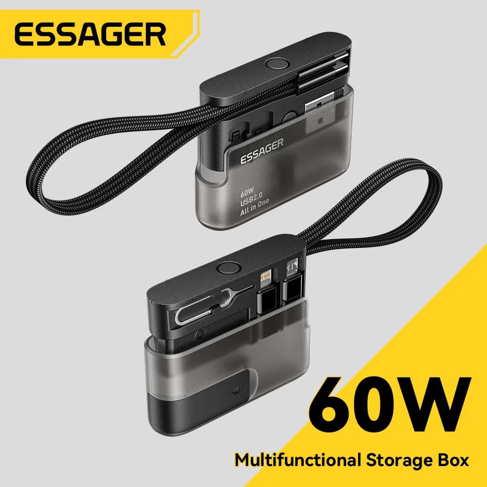 Zestaw kabli danych USB-C 60W z organizerem podróżnym