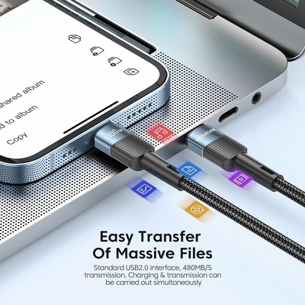 Kabel USB-C do USB-C 100W Szybkie Ładowanie 3m