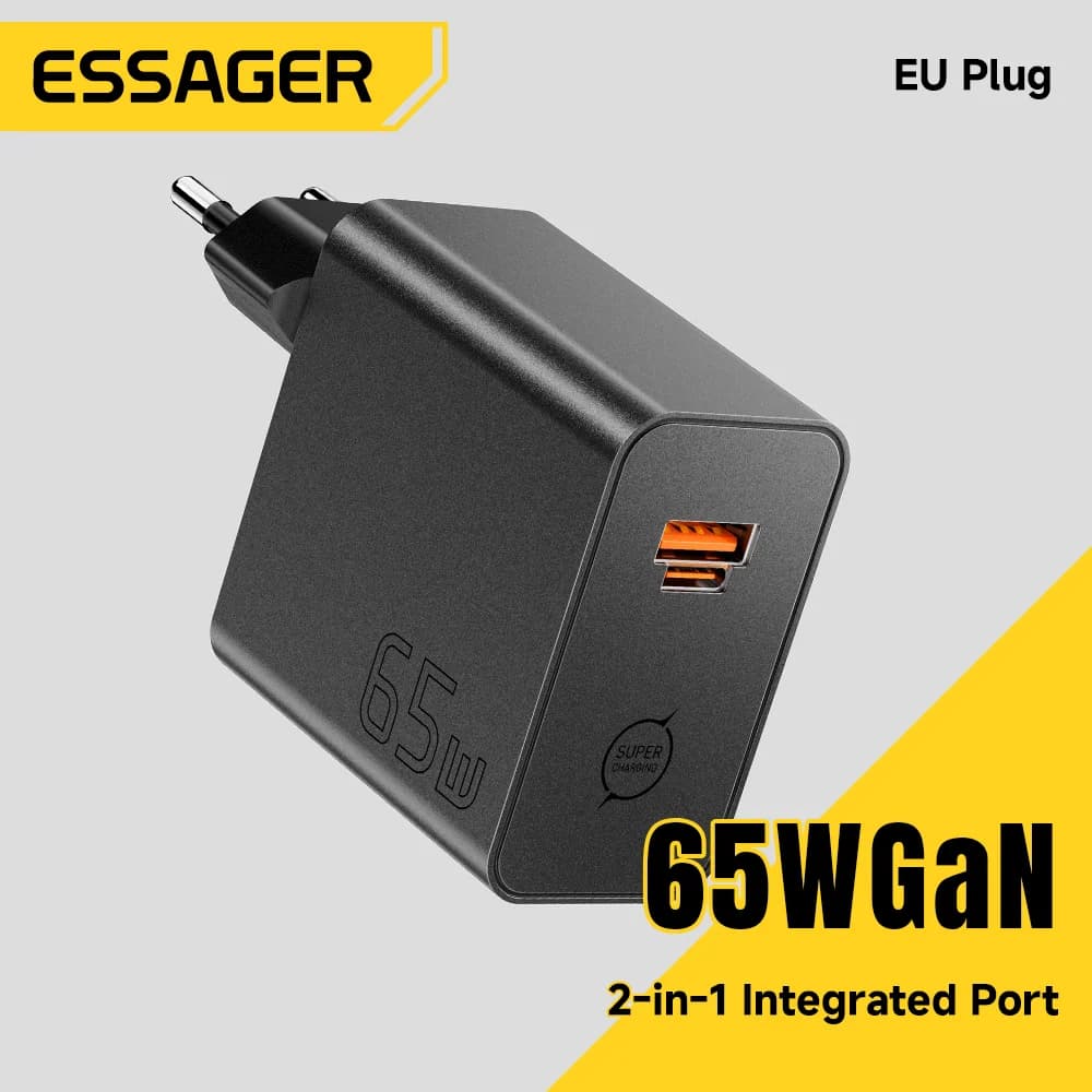 Szybka ładowarka GaN 65W 2-w-1 USB Type-C