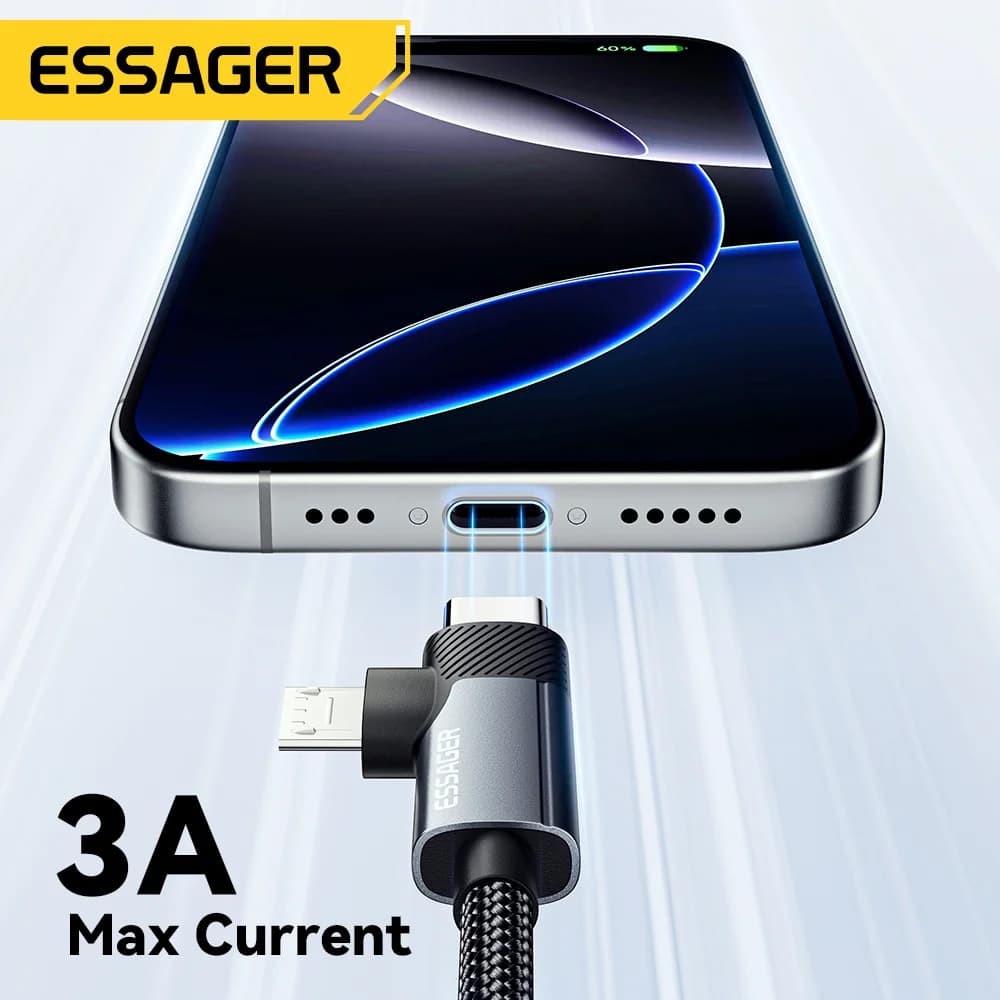 Kabel do szybkiego ładowania 2w1 65W PD Type-C/USB-A na Micro