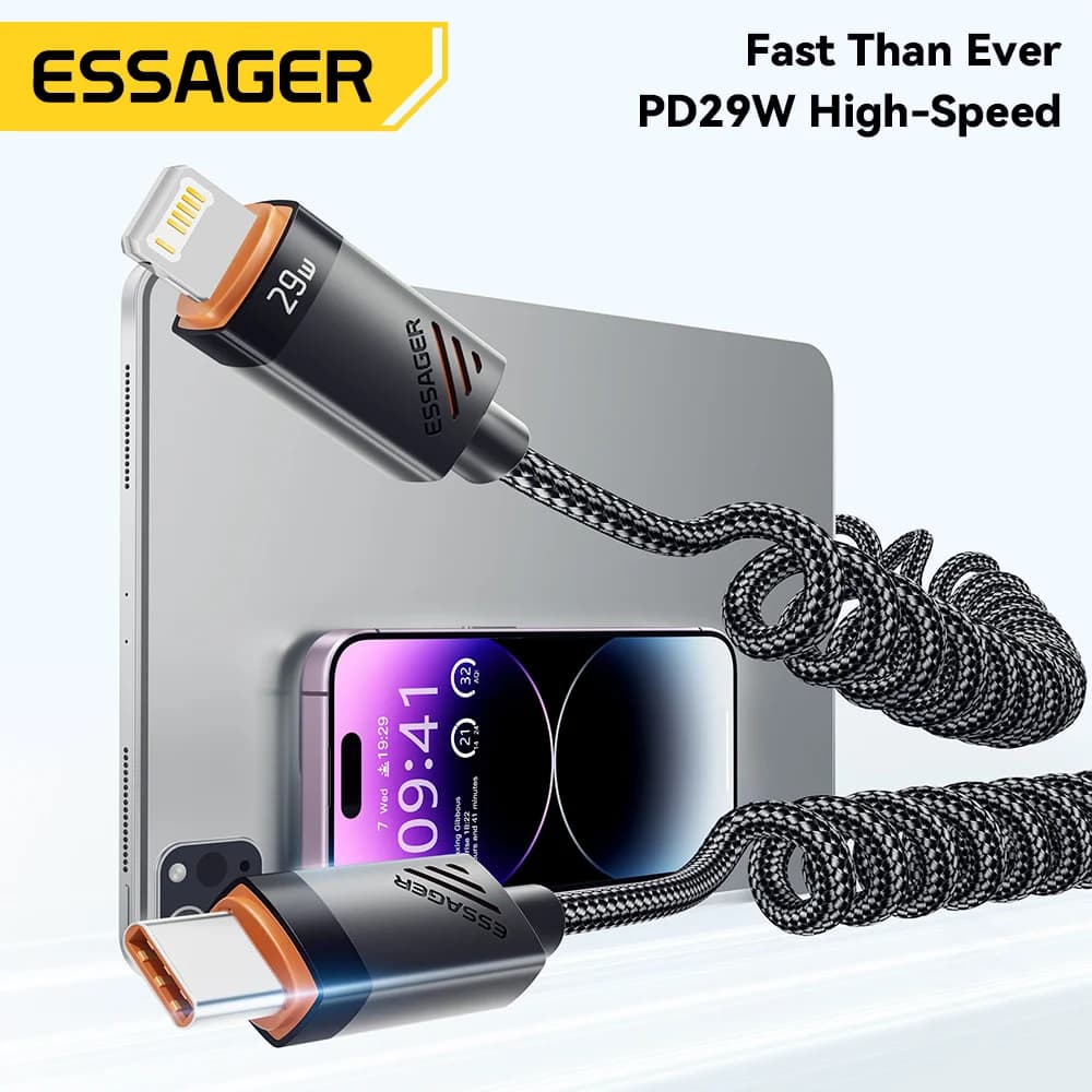 Sprężynowy kabel USB-C na Lightning z szybkim ładowaniem