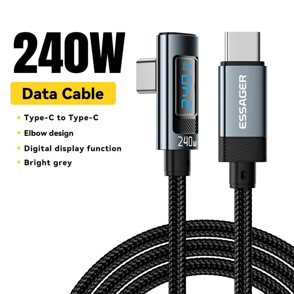 Kabel USB-C na USB-C 240W z kątowym złączem 90 stopni