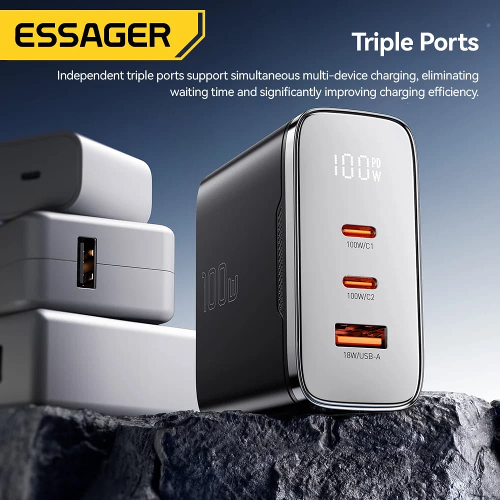 Ładowarka USB-C GaN 100W z wyświetlaczem cyfrowym