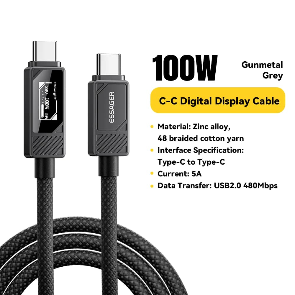 Kabel USB-C 100W z wyświetlaczem cyfrowym PD