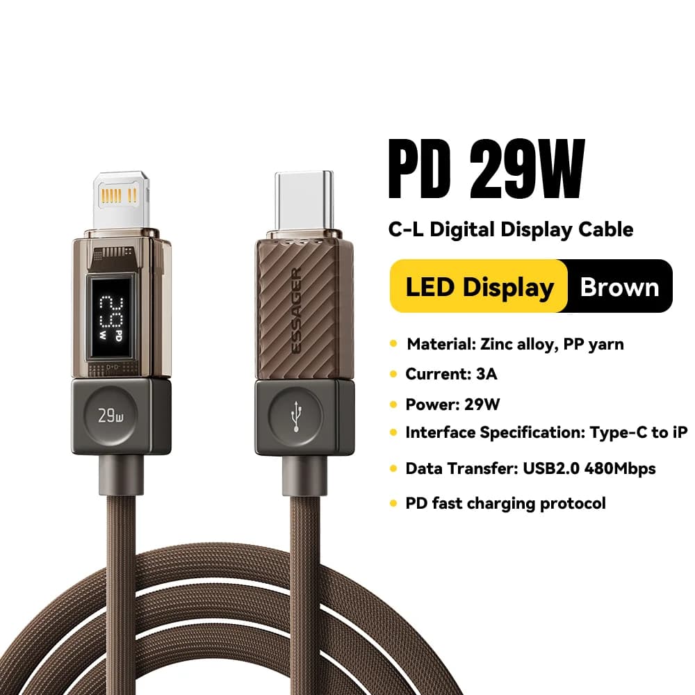Kabel USB-C na Lightning z wyświetlaczem cyfrowym