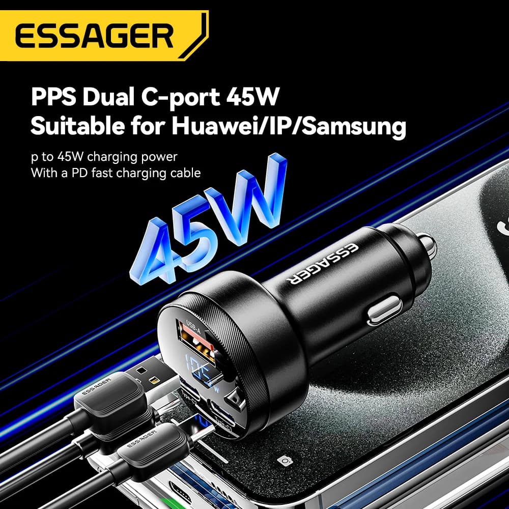 Ładowarka samochodowa USB 105W QC4.0 PD Szybkie ładowanie