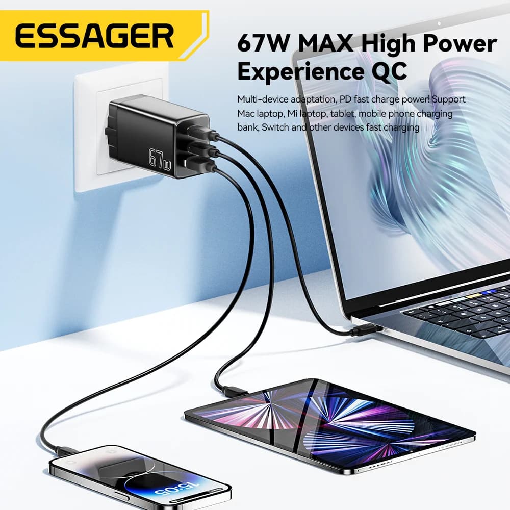 Ładowarka GaN USB Type-C z wtyczką EU/KR