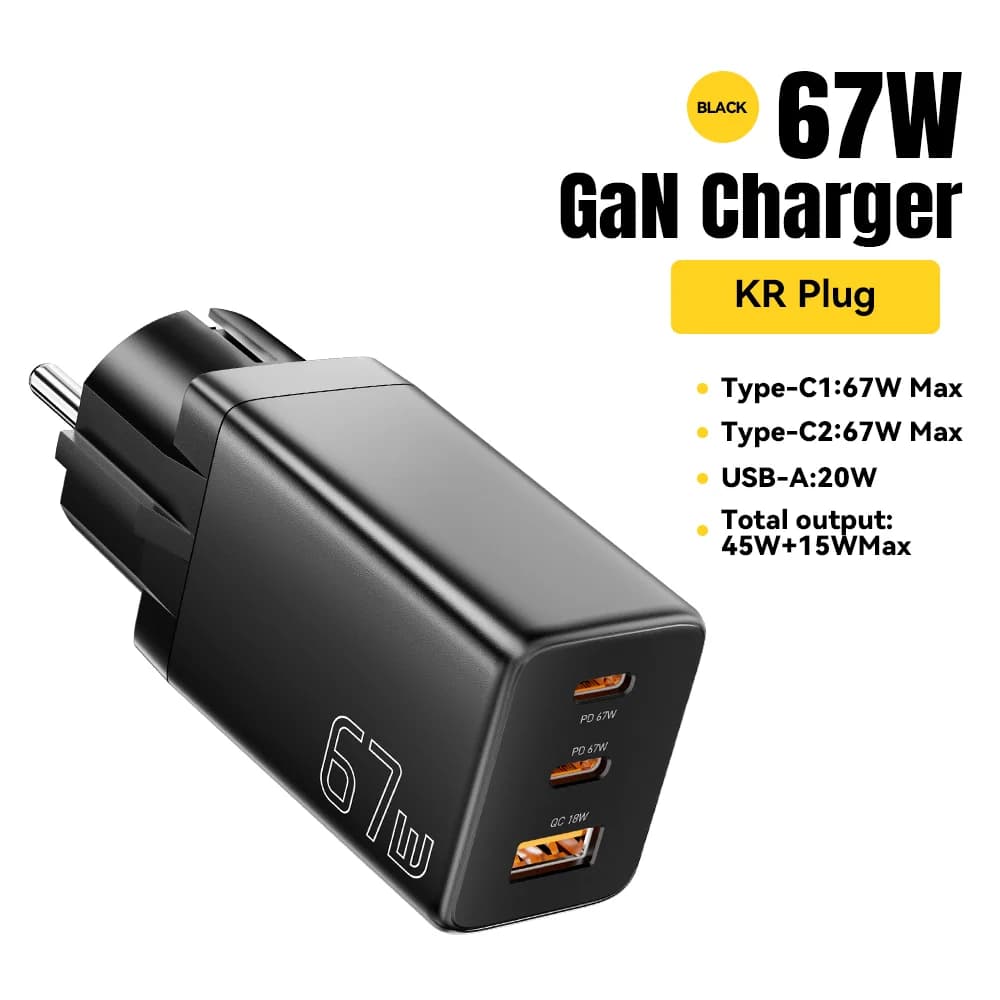 Ładowarka GaN USB Type-C z wtyczką EU/KR